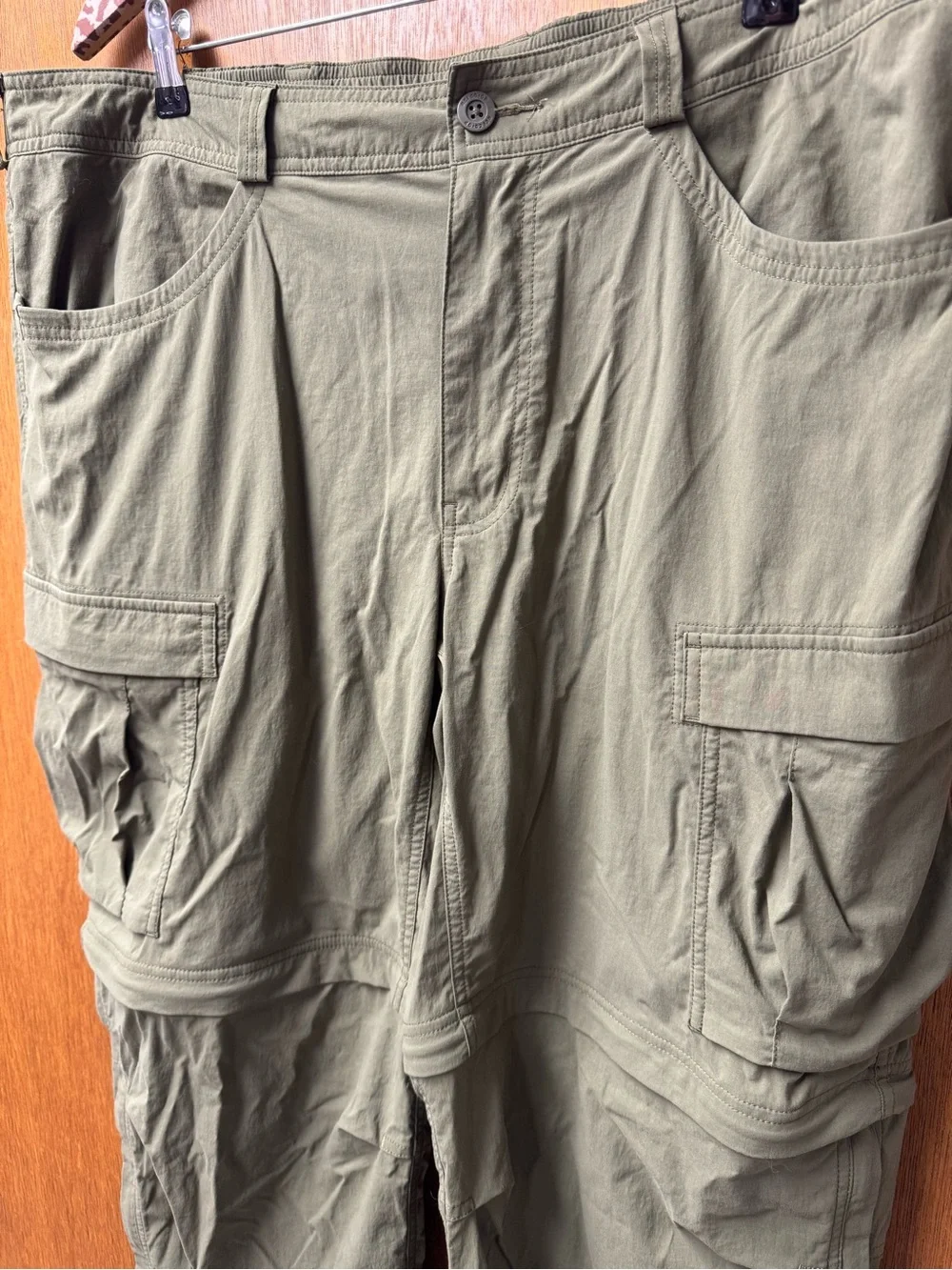 REI Co-Op Zip-Off Hiking Pants Convertible Cargo Utility Mens Green 42W x 30L